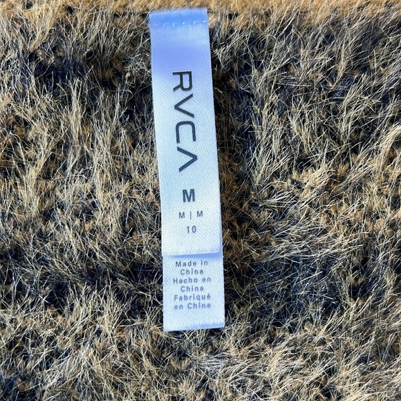 Rvca Sweater Orange Brown Wild Side Cardigan Fuzzy Sweater Size Medium - Picture 8 of 14